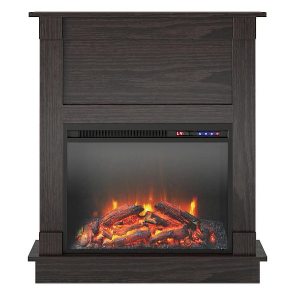 Ameriwood Home Exeter 31.65 in. Freestanding Electric Fireplace with Mantel in Espresso