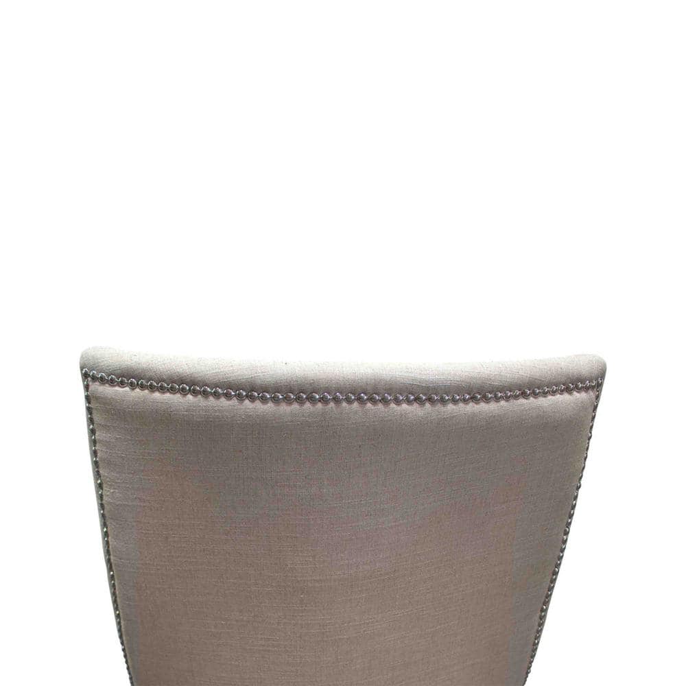 Natural Fabric Upholstered Accent Chair with Black Legs