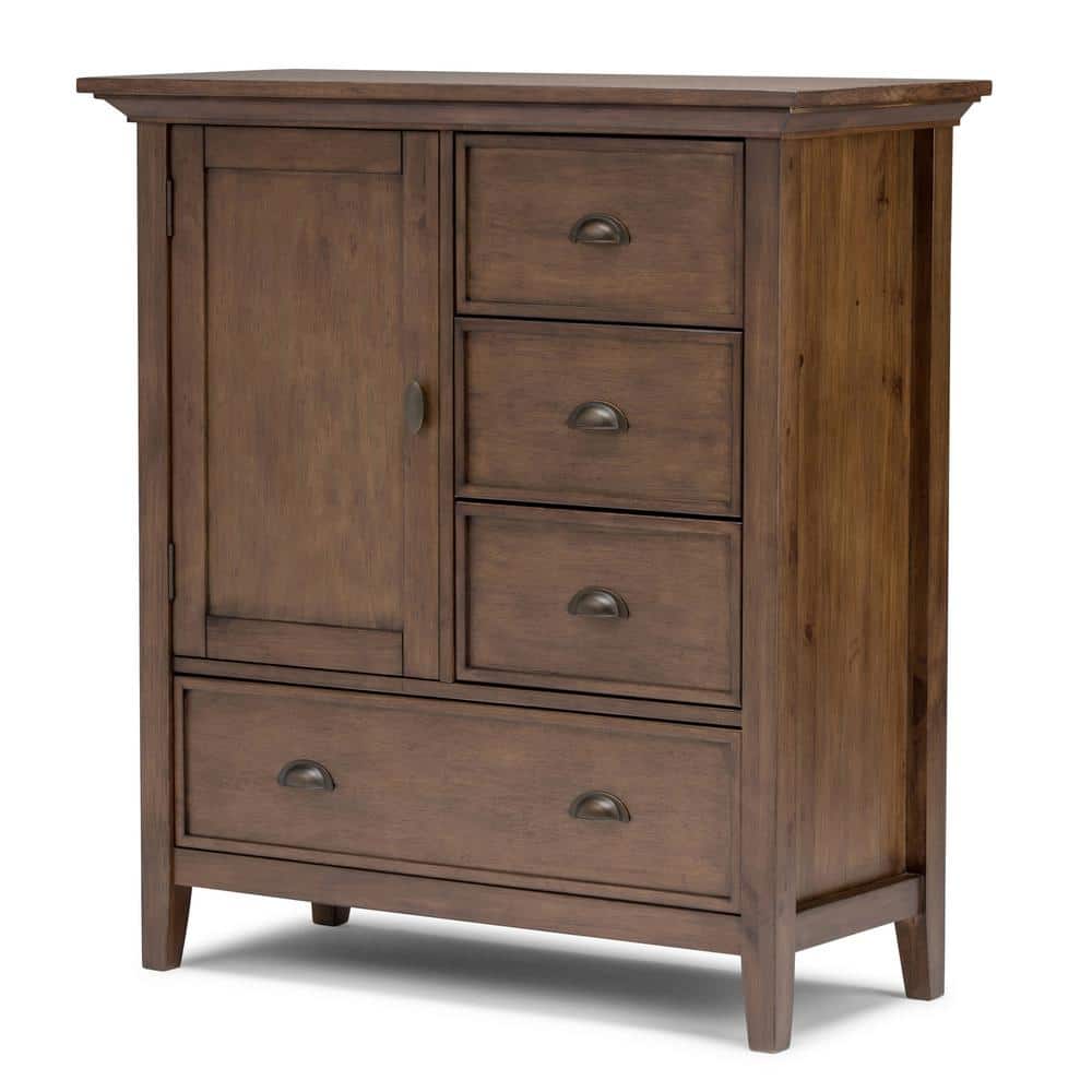 Rustic Natural Aged Brown Solid Hardwood Storage Cabinet