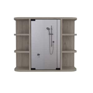 23.62 in. W x 7.48 in. D x 19.68 in. H rectangular Medicine Cabinet with Mirror, Six External Shelves, in Gray