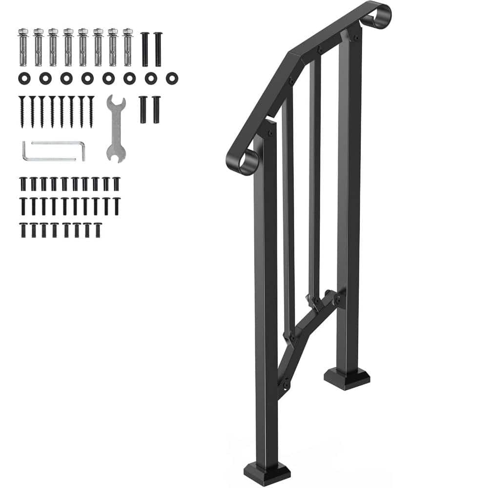 1-2 Step Outdoor Stair Handrail Kit,Carbon Steel Handrails for Concrete Steps,Porch, Safety Rail for Seniors, Black Arch price history on PriceWatchPro