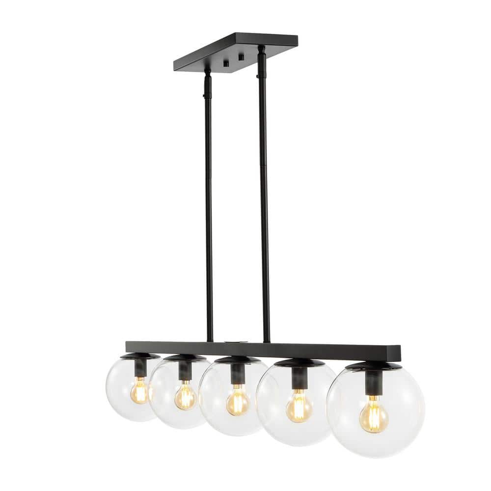 Luca Parisian 45.5" Black Glass Globe Linear LED Pendant Light