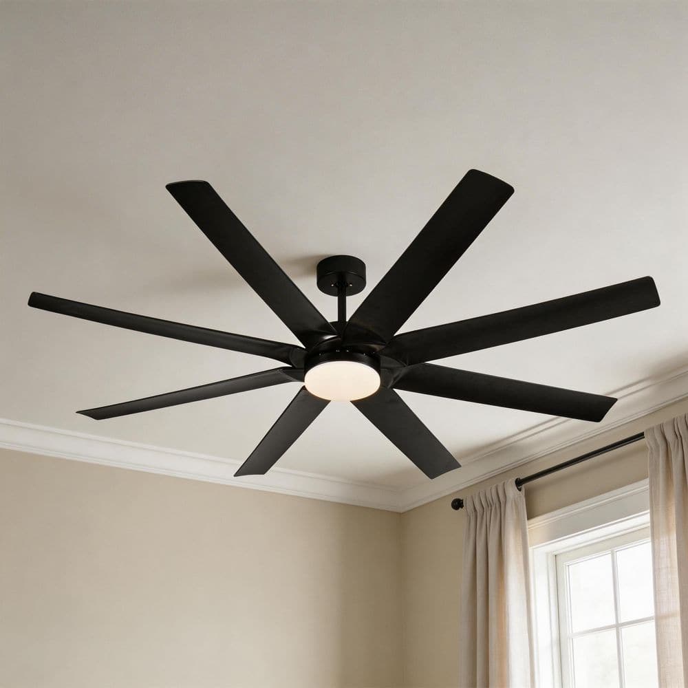 Byteany 6 ft. Indoor Black 110-Volt 180 RPM Industrial HVLS Ceiling Fan ...