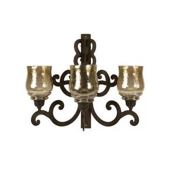 Home Decorators Collection Forged 19 in. Brown Iron Triple Wall Sconce