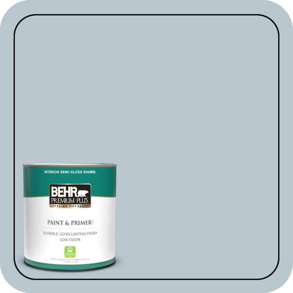 BEHR PREMIUM PLUS 1 qt. #560E-3 Silver Strand Semi-Gloss Enamel Low Odor Interior Paint & Primer