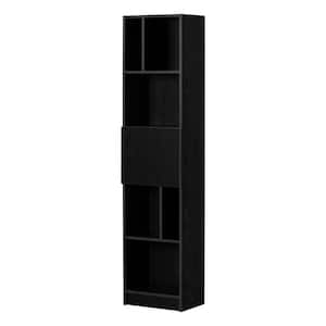 Liora 71.5 in. Tall Black Oak Particle Board 7-Shelf Accent Bookcase