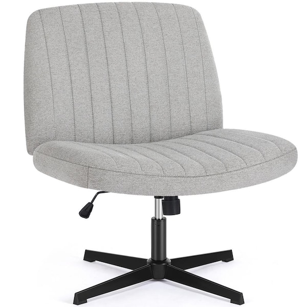 FIRNEWST Beatriz Fabric Adjustable Height Ergonomic Computer Task Chair in Grey with Criss Cross Chair Legged and No Arms