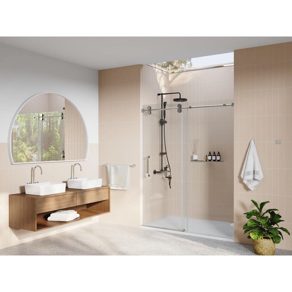 Concord 60" Frameless Sliding Shower Door with Chrome Finish