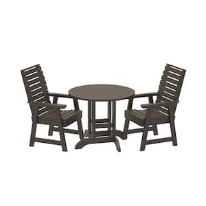 Glennville 3-Pieces Round Recycled Plastic Outdoor Dining Set