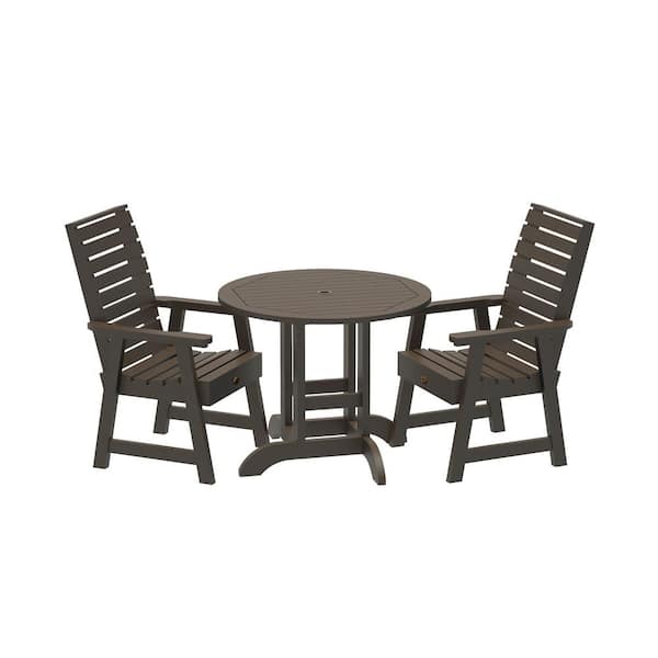 Highwood Glennville 3-Pieces Round Recycled Plastic Outdoor Dining Set
