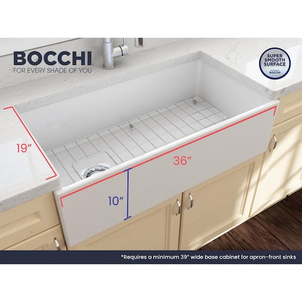 Contempo Farmhouse Apron Front Fireclay 36 in. Single Bowl Kitchen Sink with Bottom Grid and Strainer in White