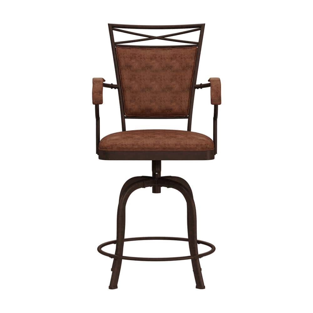 Bridgetown Swivel Counter Stool in Aged Bronze with Faux Leather