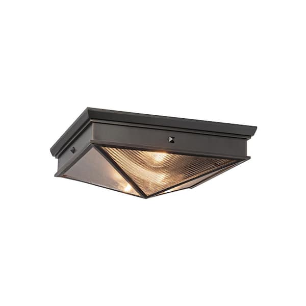 ALORA Cairo 15 in. 2-Light 40-Watt Ribbed Glass/Urban Bronze Flush Mount