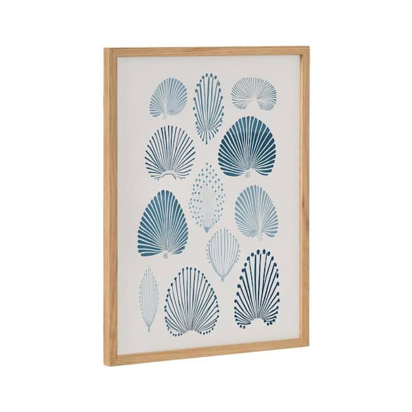 Kate and Laurel Gallery Abstract Coastal Blue Coral by the Creative Bunch Studio Natural Framed Art Print 12 in. x 16 in.