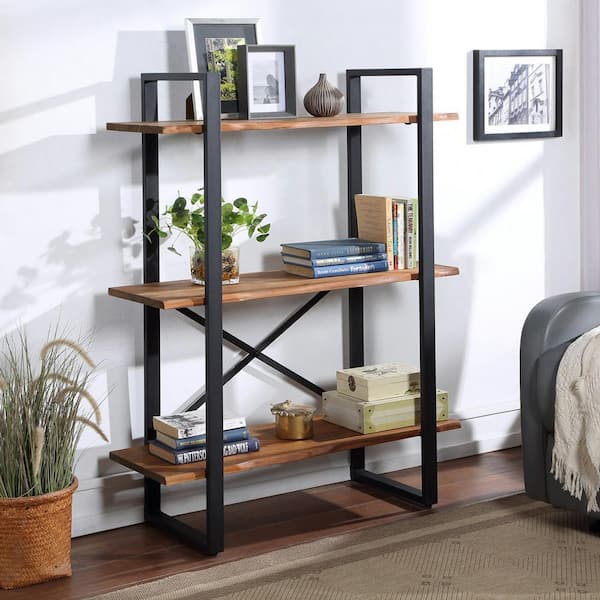 Metal And Wire Shelf Display Bookcase Holder Industrial Style Wooden Rack 