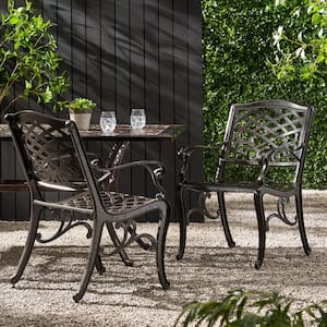 Aluminum Outdoor Dining Chair in Bronze Set of 2