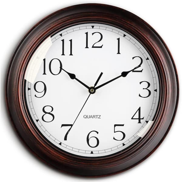 Afoxsos 8.5 in. Bronze Analog Silent Non-Ticking Wall Clock Retro Rustic Style Decorative for Kitchen, Living Room and Office
