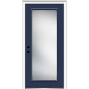36 in. x 80 in. Micro Granite Right-Hand Inswing Full Lite Decorative Painted Fiberglass Smooth Prehung Front Door