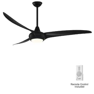Light Wave 65 in. Integrated LED Indoor Coal Black Ceiling Fan with Light and Remote Control