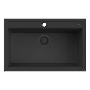 epiCube 31 in. Drop-in Topmount Single Bowl Matte Black Granite Composite Kitchen Sink