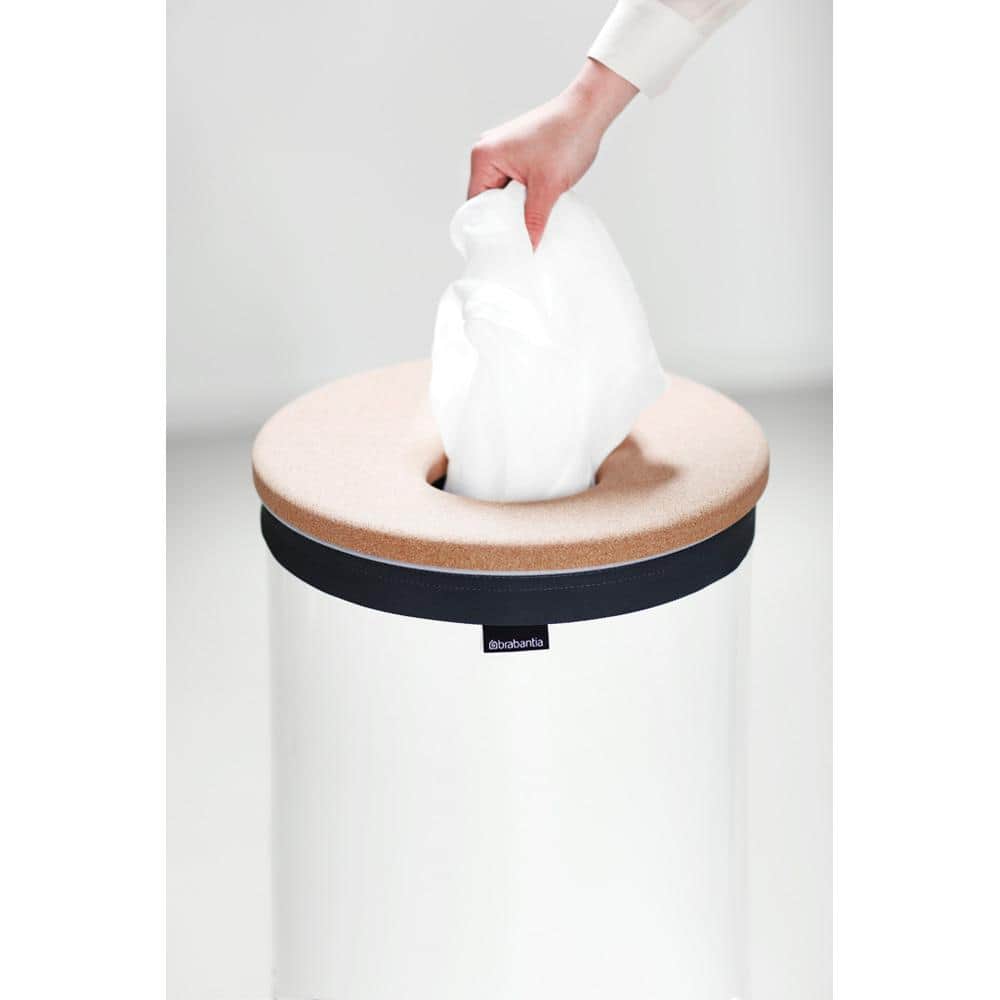 Large White Steel Laundry Hamper with Cork Lid
