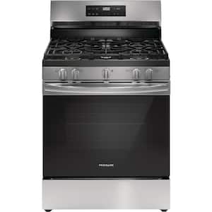 30 in 5 Burner Freestanding Gas Range in Stainless Steel with Quick Boil and Steam Clean