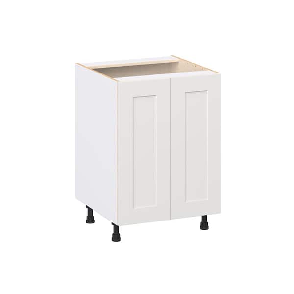 J COLLECTION Roseland 24 in. W x 24 in. D x 34.5 in. H Assembled Shaker Base Kitchen Cabinet in Warm White with 3 Inner Drawers