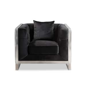 Jagoro Black Polyester Button Tufting Arm Chair and Care Kit
