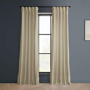 Macchiato Beige Velvet Rod Pocket Room Darkening Curtain - 50 in. W x 108 in. L Single Panel Window Velvet Curtain