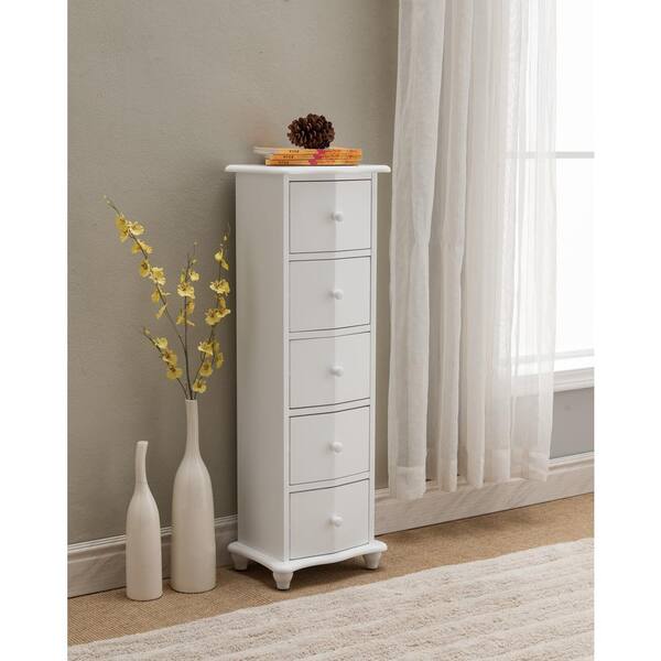 ホワイト　タンス Kings Brand Furniture 5-Drawer White Wood Chest of Drawers