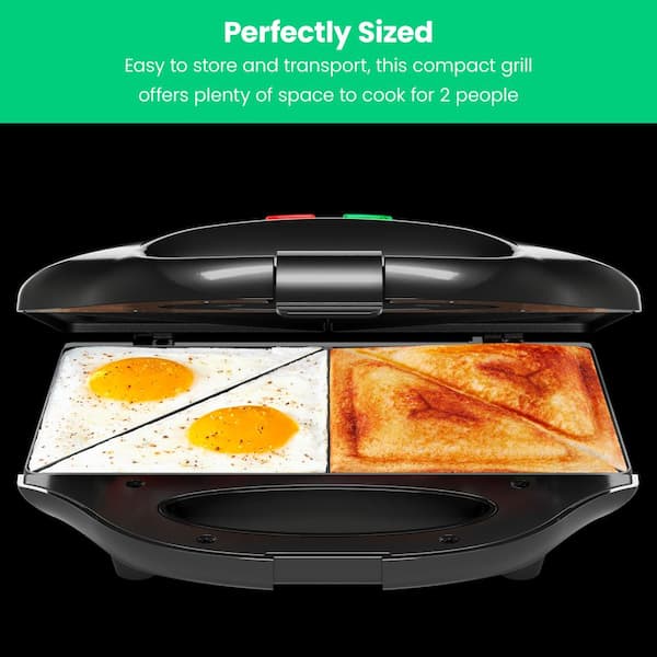 Chefman 6 in. Portable Black Compact Grill, Panini Press, Indoor Grill  Sandwich Maker, Countertop Electric Griddle, Nonstick RJ01-V2-CG - The Home  Depot