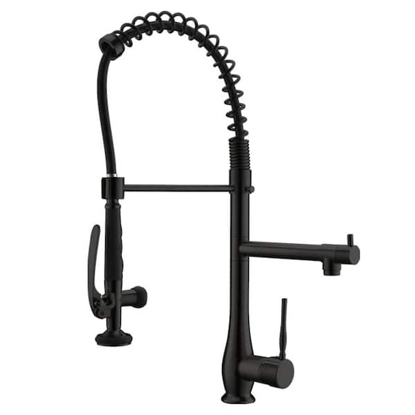 Unbranded Single Handle Pull Down Sprayer Kitchen Faucet with Pot Filler in Matte Black