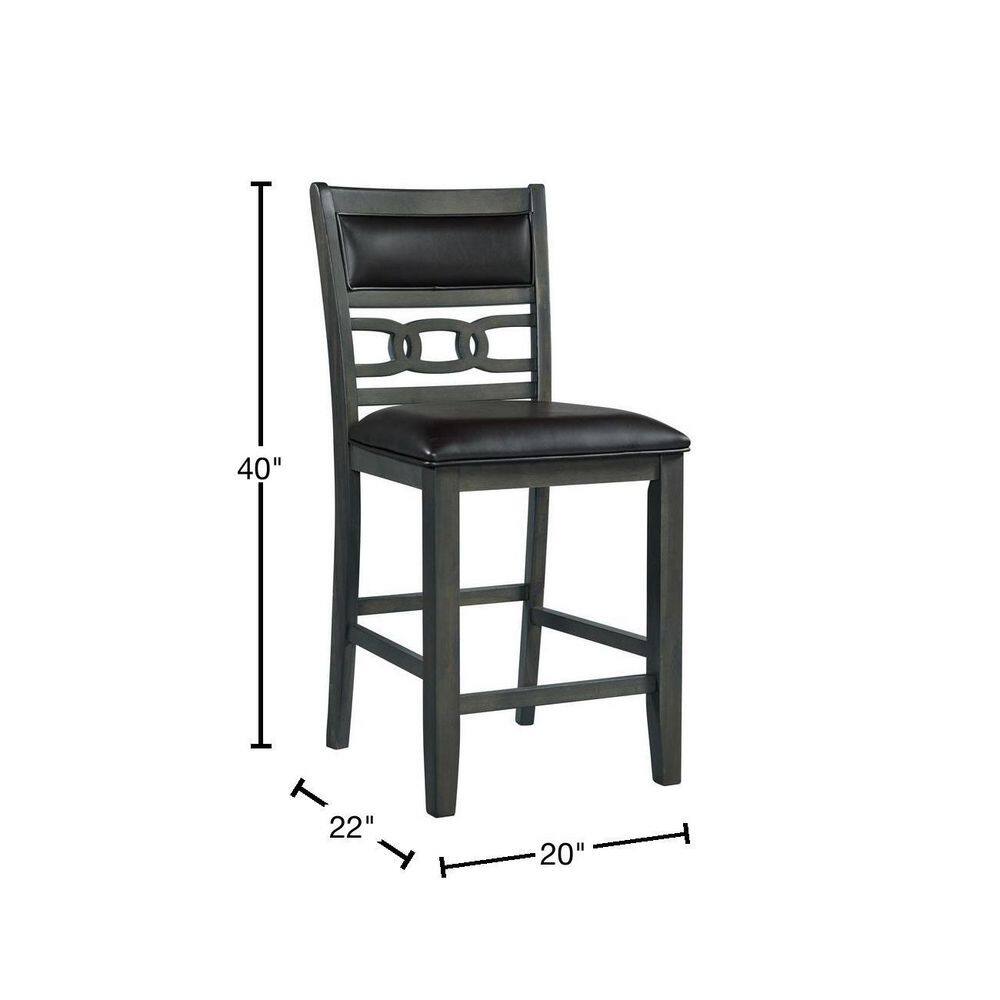 Taylor 40'' Dark Gray Faux Leather Link-Back Counter Chair Set