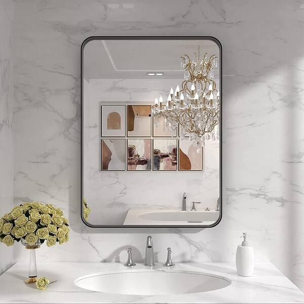 22 in. W x 30 in. H Rectangular Metal Framed Wall Mount Modern Decor  Bathroom Vanity Mirror 2023-3-3-9 - The Home Depot