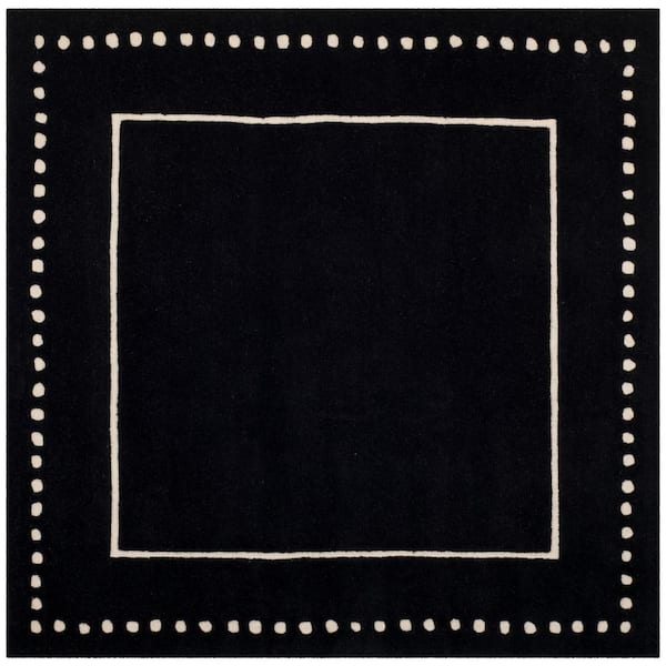 Bella Black/Ivory 9 ft. x 9 ft. Dotted Border Square Area Rug