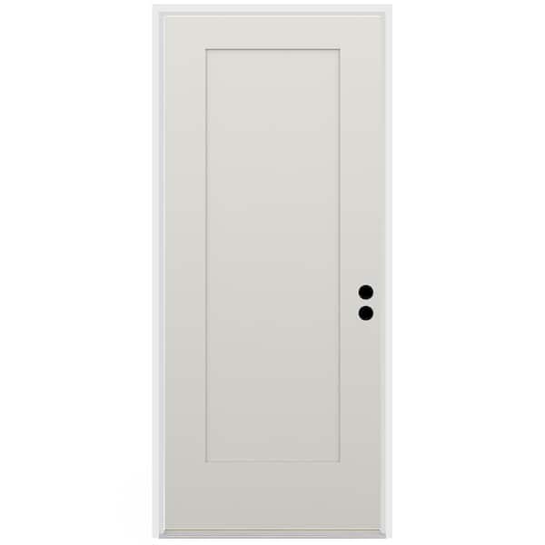 36 in. x 80 in. 1-Panel Left-Hand/Inswing Unfinished Primed White Fiberglass Prehung Front Door w/6-9/16 in. Jamb Size