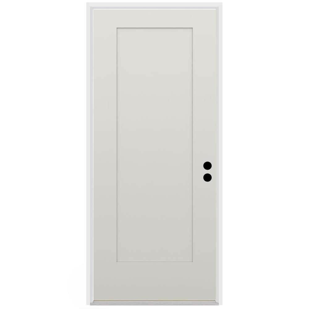 36 in. x 80 in. 1-Panel Left-Hand/Inswing Unfinished Primed White Fiberglass Prehung Front Door w/4-9/16 in. Jamb Size price history on PriceWatchPro