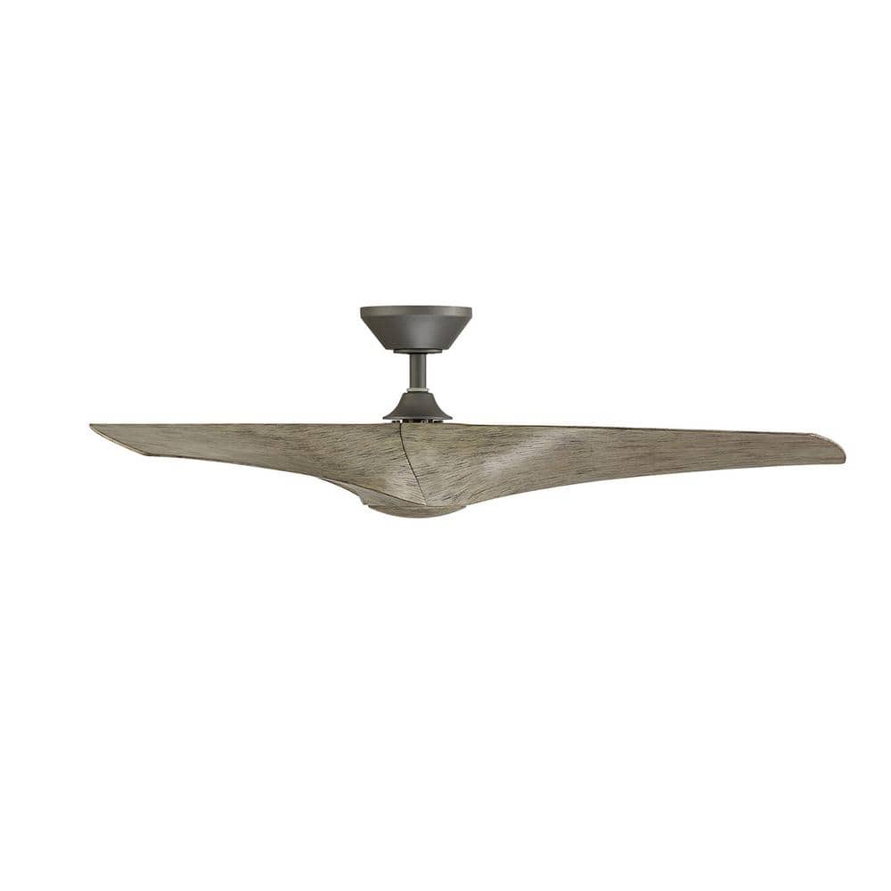 Zephyr 52" Graphite and Weathered Wood Smart Ceiling Fan with LED Light and Remote