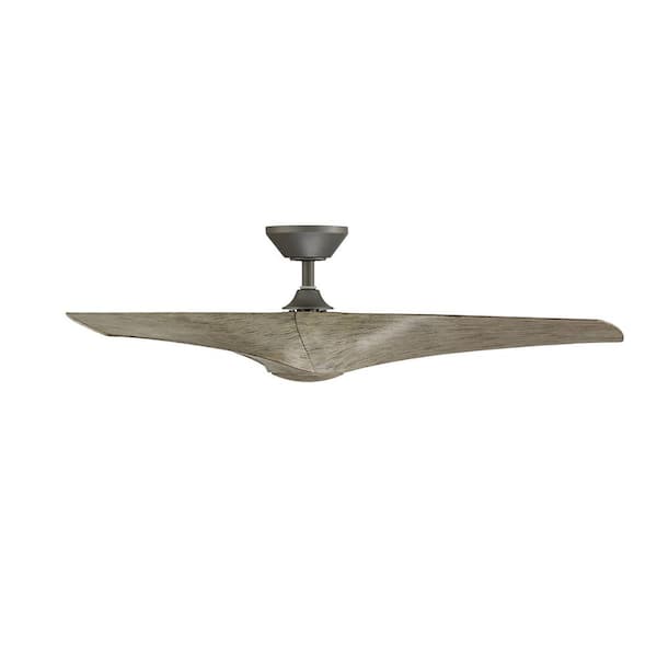 Zephyr 52 in. Smart Indoor/Outdoor 3-Blade Ceiling Fan Graphite Weathered Wood with 3000K LED and Remote Control