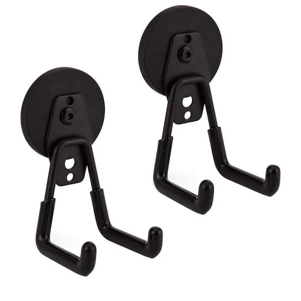 Vrbgify 4 Pack Magnetic Utility Hooks in Black w/ Rubber Coated