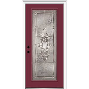 36 in. x 80 in. Heirlooms Right-Hand Inswing Full Lite Decorative Classic Painted Fiberglass Smooth Prehung Front Door