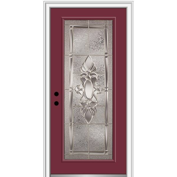 MMI Door 32 in. x 80 in. Heirlooms Right-Hand Inswing Full Lite Decorative Painted Steel Prehung Front Door on 4-9/16 in. Frame