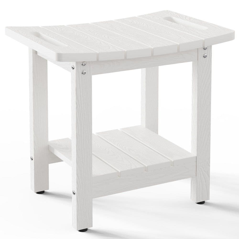 18.5 in. Wood Shower Benches in White, Shower Stool with Space-Efficient Storage Shelf, Stability and Durability price history on PriceWatchPro