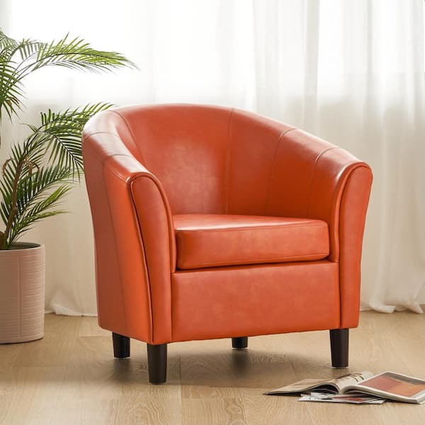 Noble House Napoli Orange Leather Bonded Club Chair