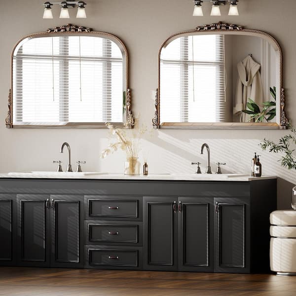 XRAMFY Antique Silver 44 in. W x 32 in. H Arched Polyurethane