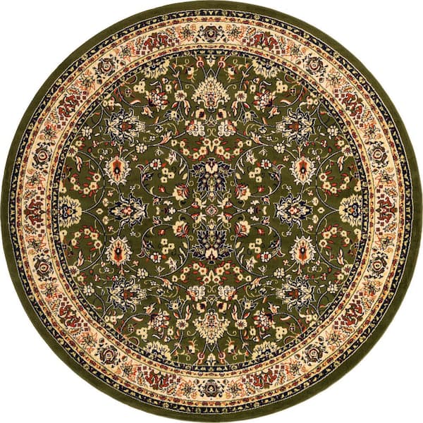 Unique Loom Sialk Hill Washington Green 8' 0 x 8' 0 Round Rug