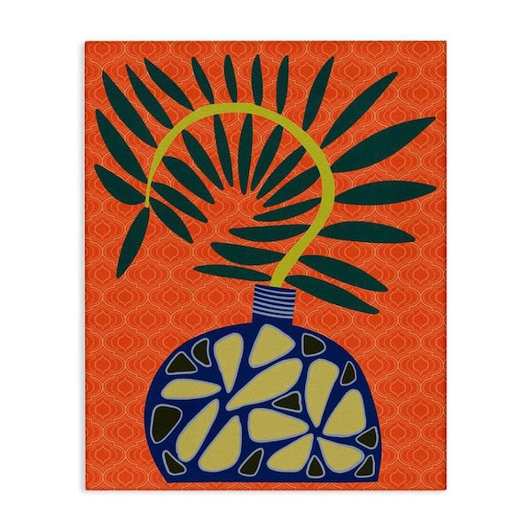 Modern Vase on Orange by Regina Moore Unframed Nature Graphic Art Print 20 in. x 16 in.