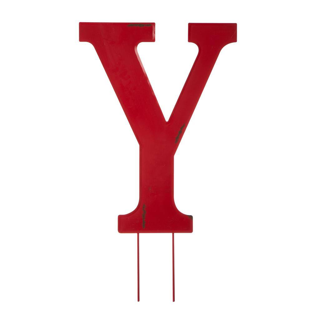 Festive Red and Gold Metal JOY Yard Stake with Angel