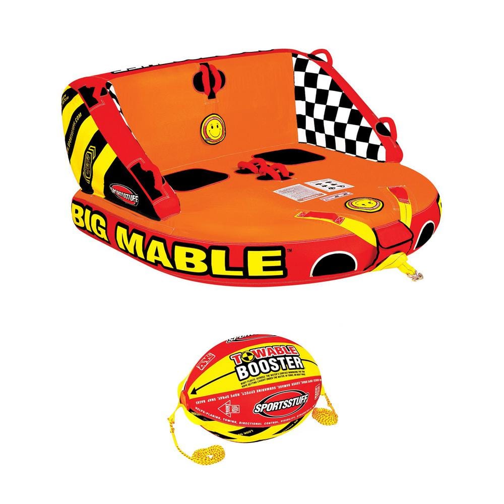SPORTSSTUFF Big Mable Inflatable Double Rider Towable Tube and Ball Towing  System 53-2213