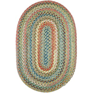 Bouquet Peridot 2 ft. x 4 ft. Oval Indoor/Outdoor Braided Area Rug